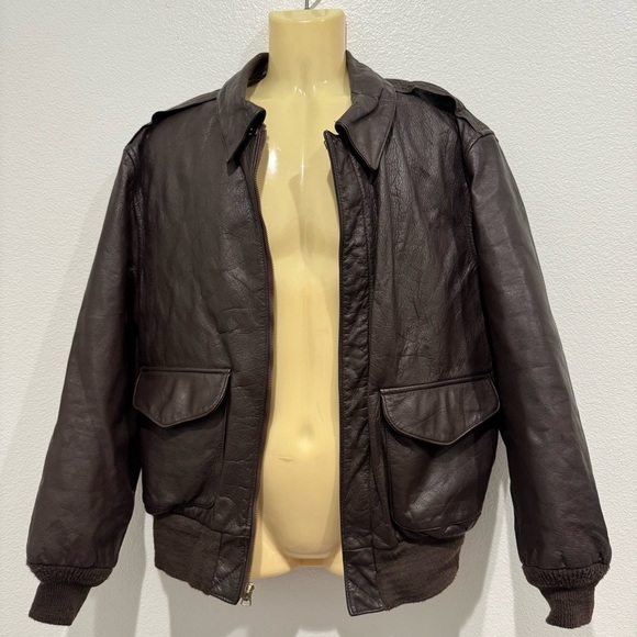 Vintage Cooper A-2 US Air Force Brown Leather Bomber Jacket 42R Aviator Pilot - Picture 3 of 15